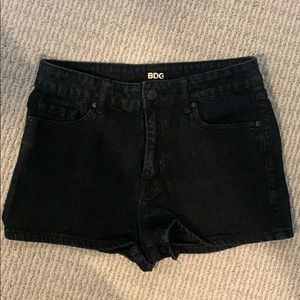 Black denim high waisted shorts